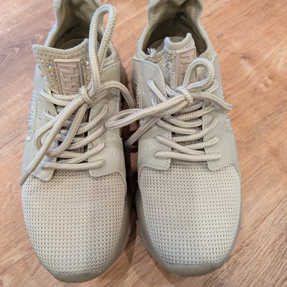 Steve Madden Tan Sneakers with Rhinestones - Picture 2 of 12
